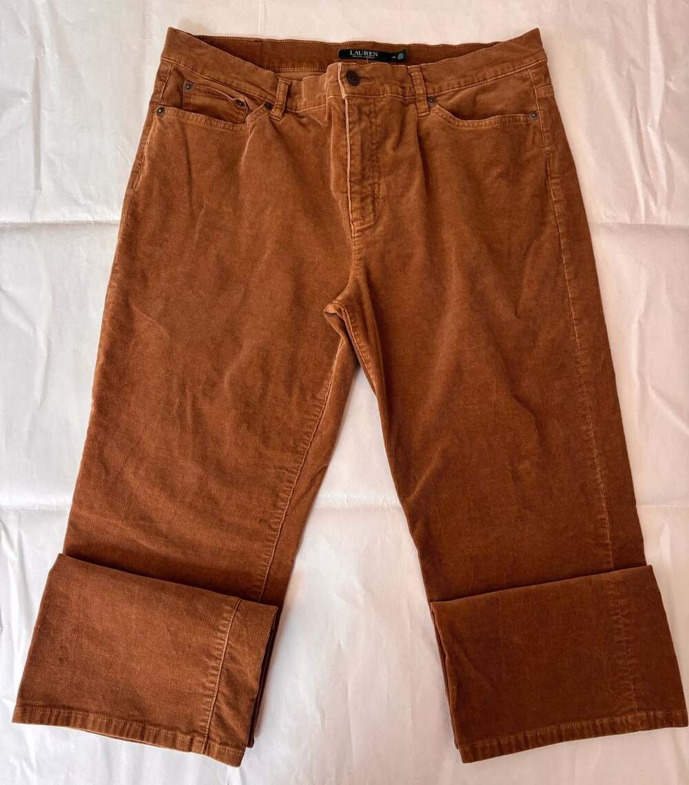 Lauren Ralph Lauren Classic Straight Brown Corduroy Pants Size 14